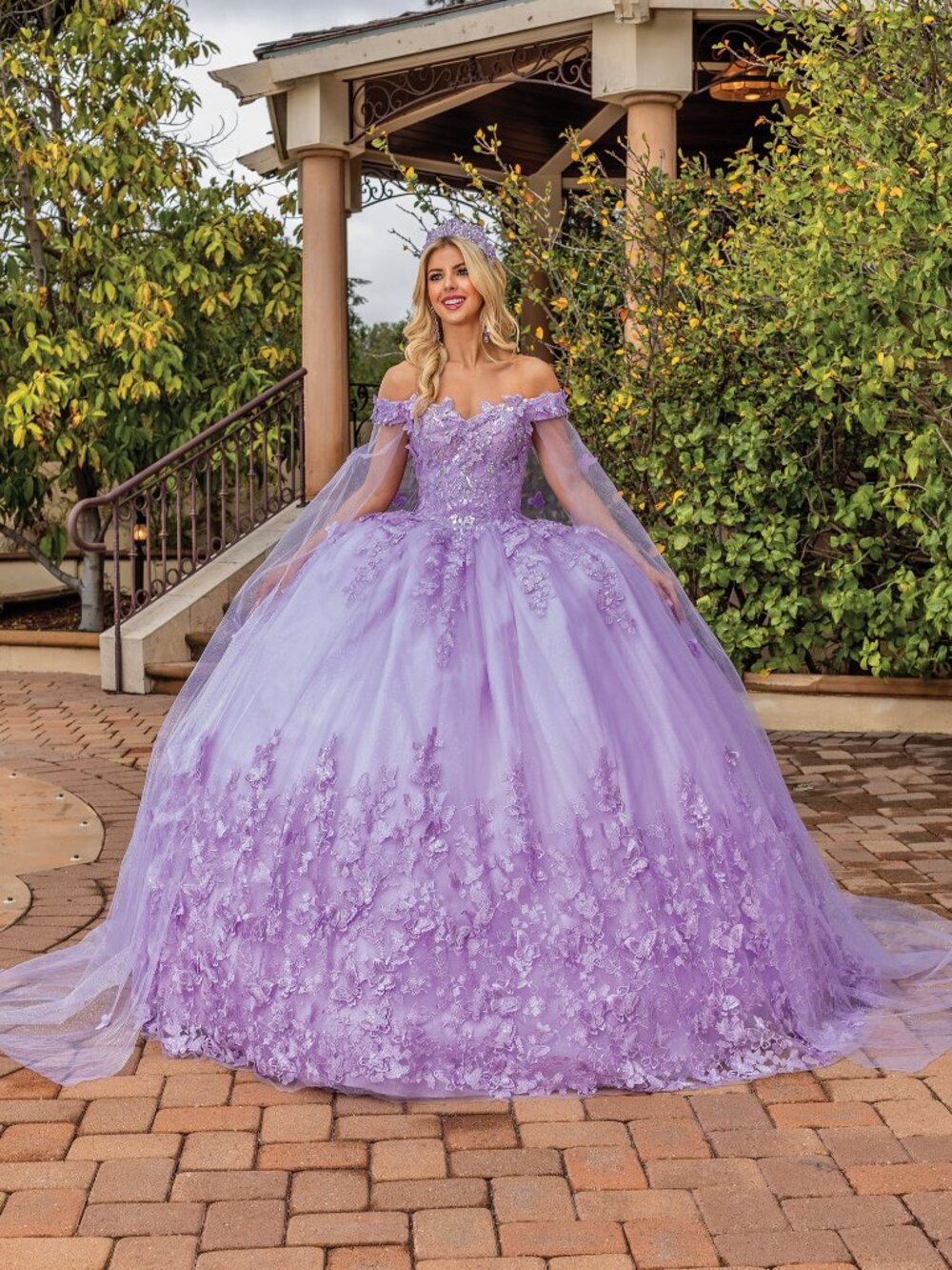 NEW LILAC Tulle & Embroidered Off Shoulder Quinceanera Ball Gown 1860